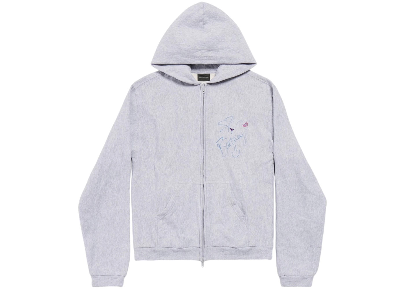 Balenciaga Music Britney Spears Series Zip-Up Hoodie Regular Fit Light Grey/Pink - 1