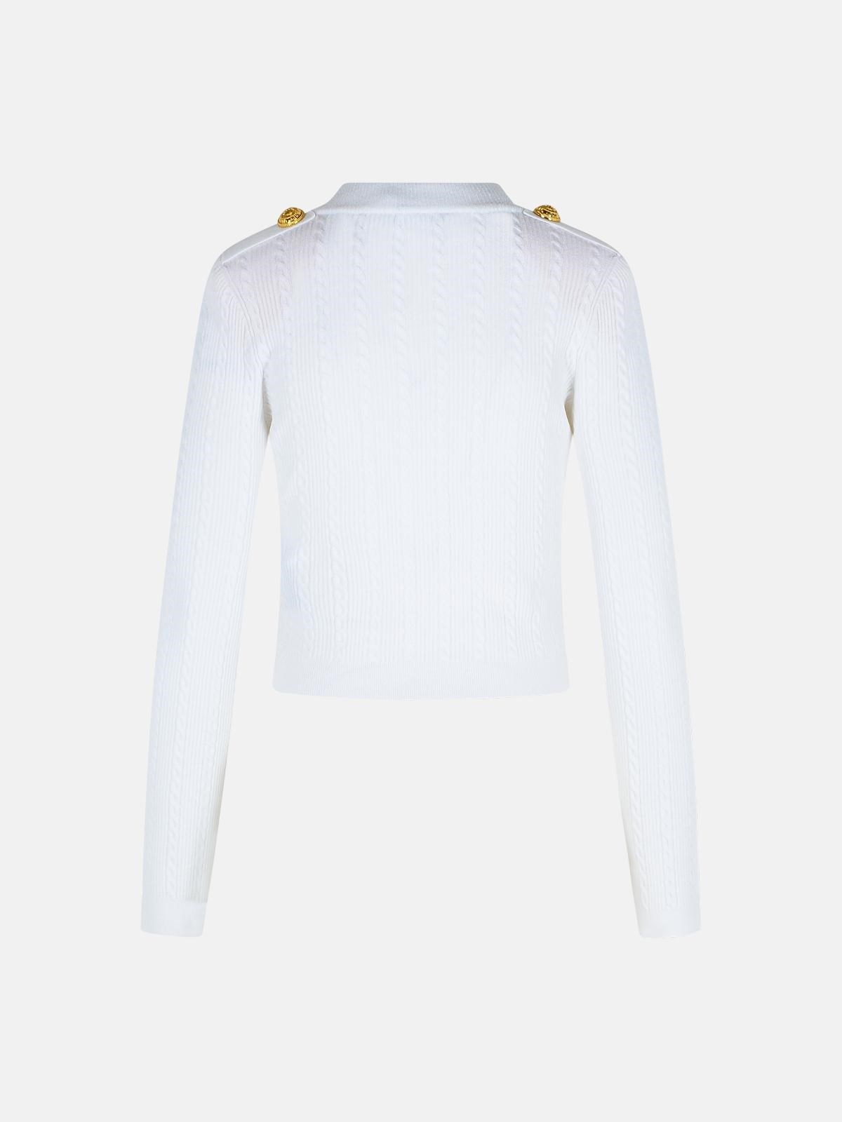 WHITE VISCOSE BLEND CARDIGAN - 3