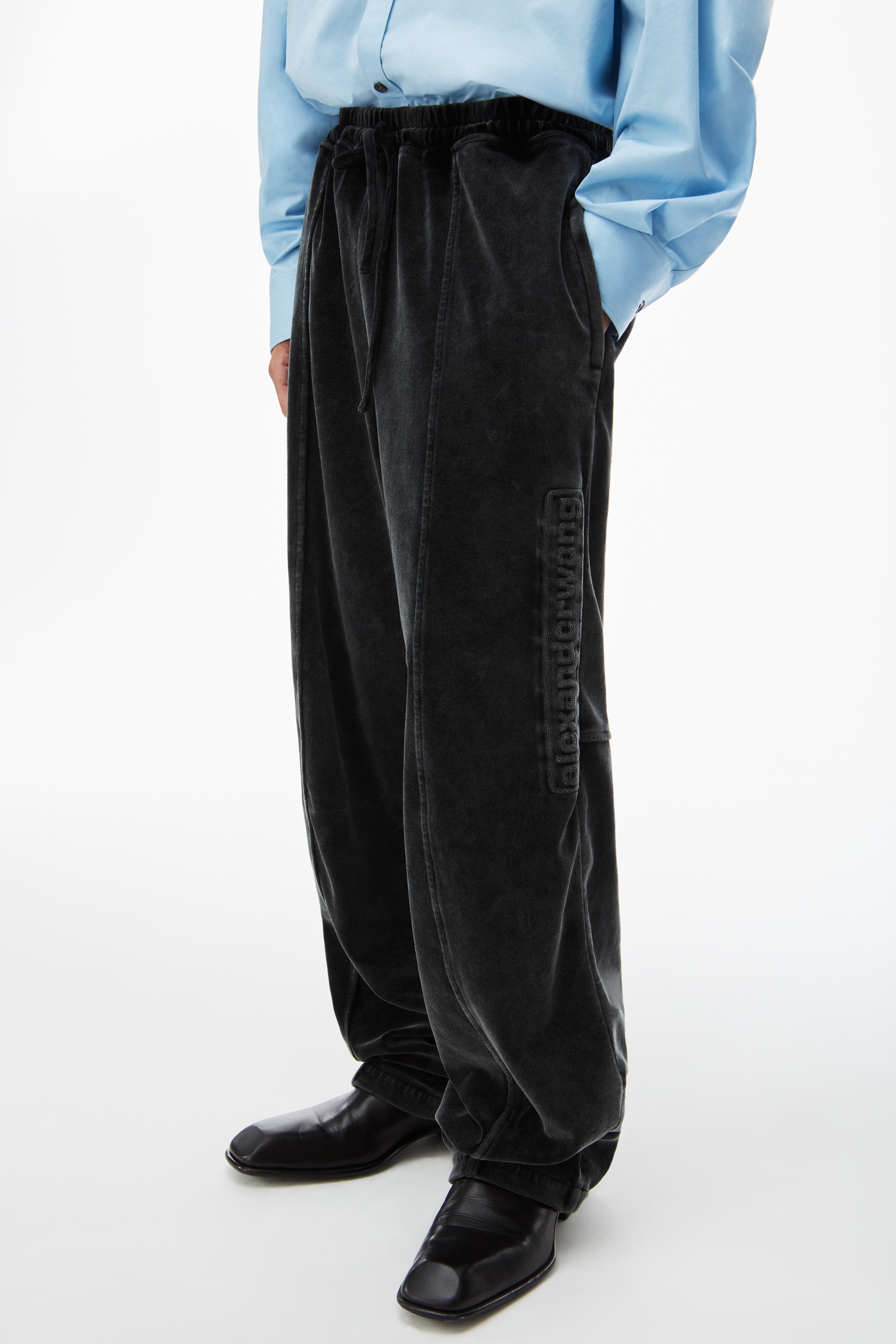 logo track pant in velour - 3