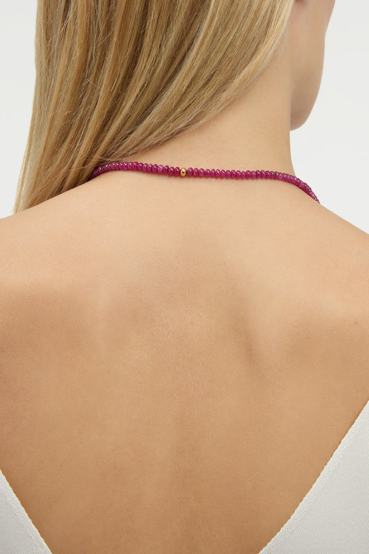 Beaded Necklace in Ruby (Small Beads) - 5