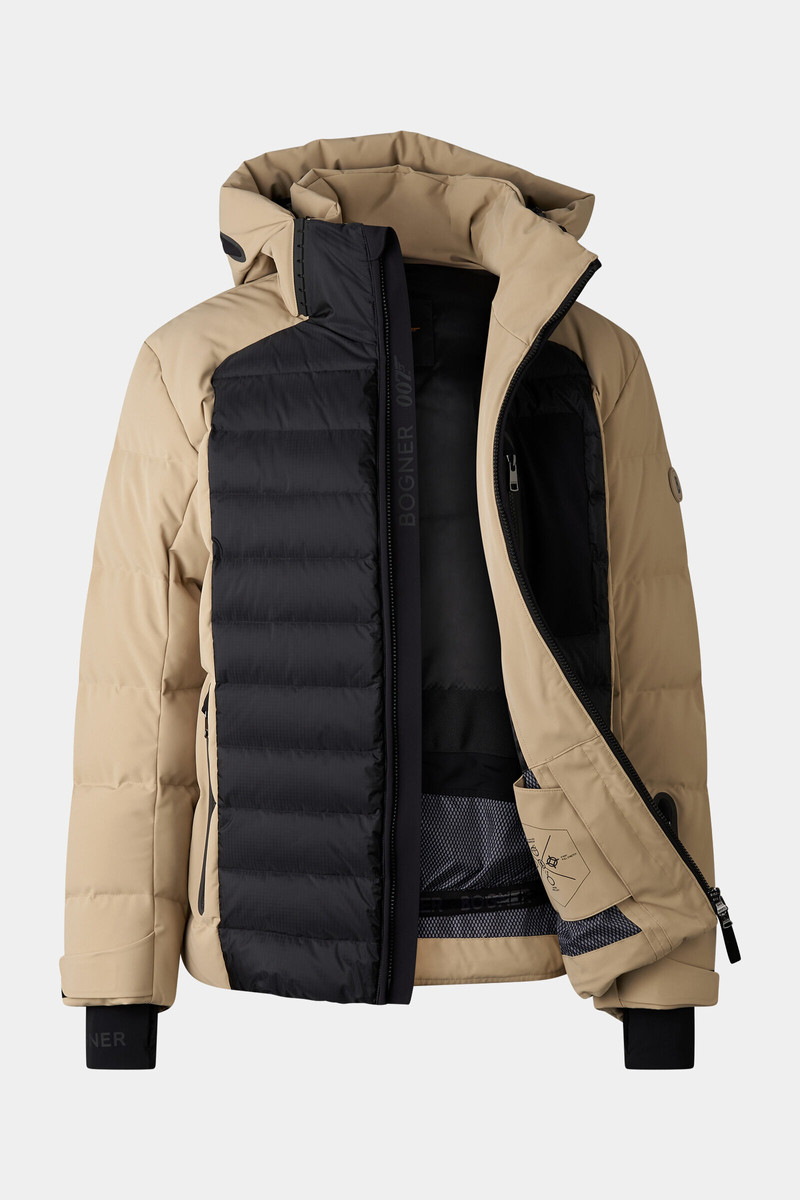 Bond down ski jacket in Beige/black 10
