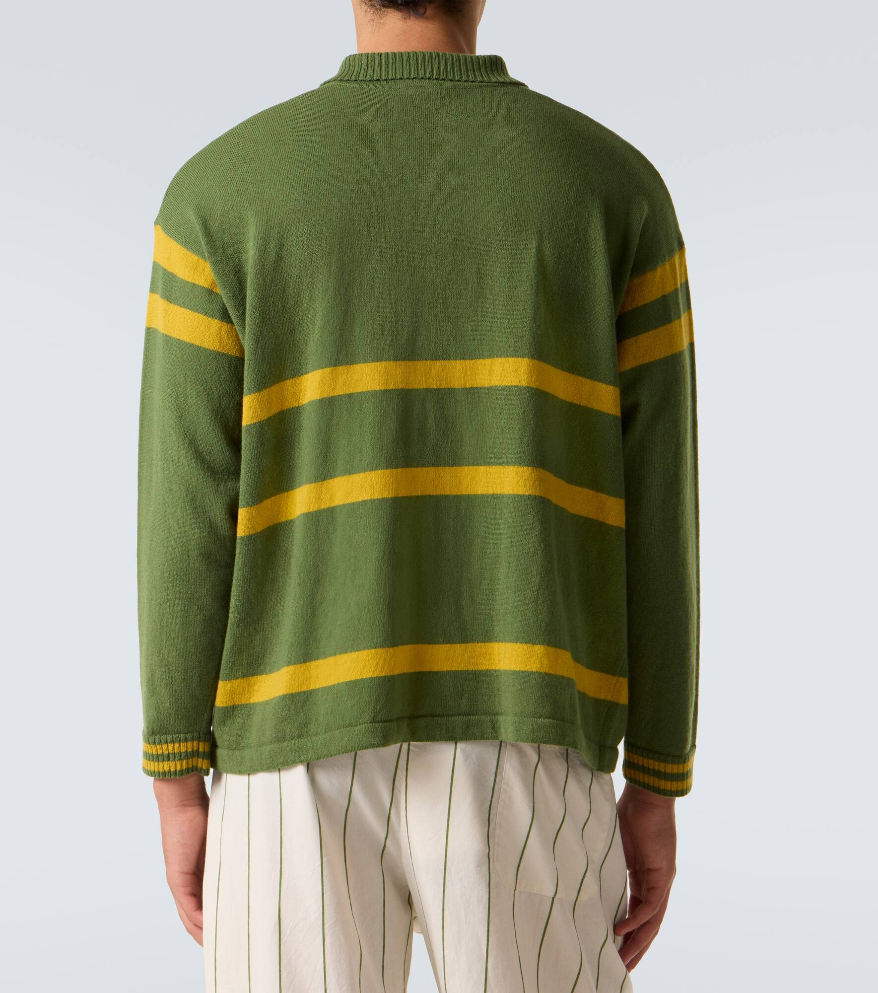Striped virgin wool polo sweater - 4