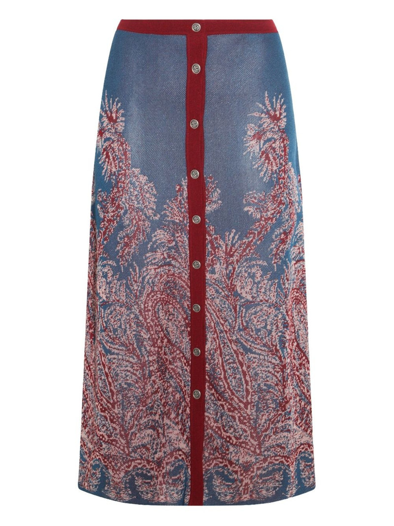 paisley-jacquard button-front skirt 1