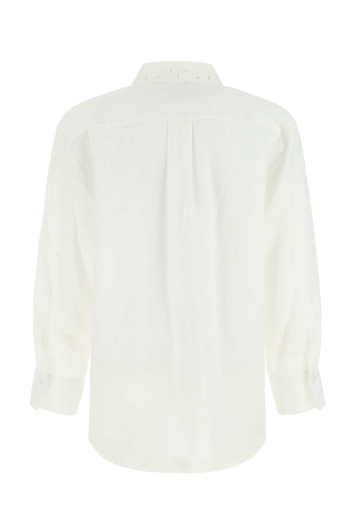 Chloe Women Ivory Linen Oversize Shirt - 2
