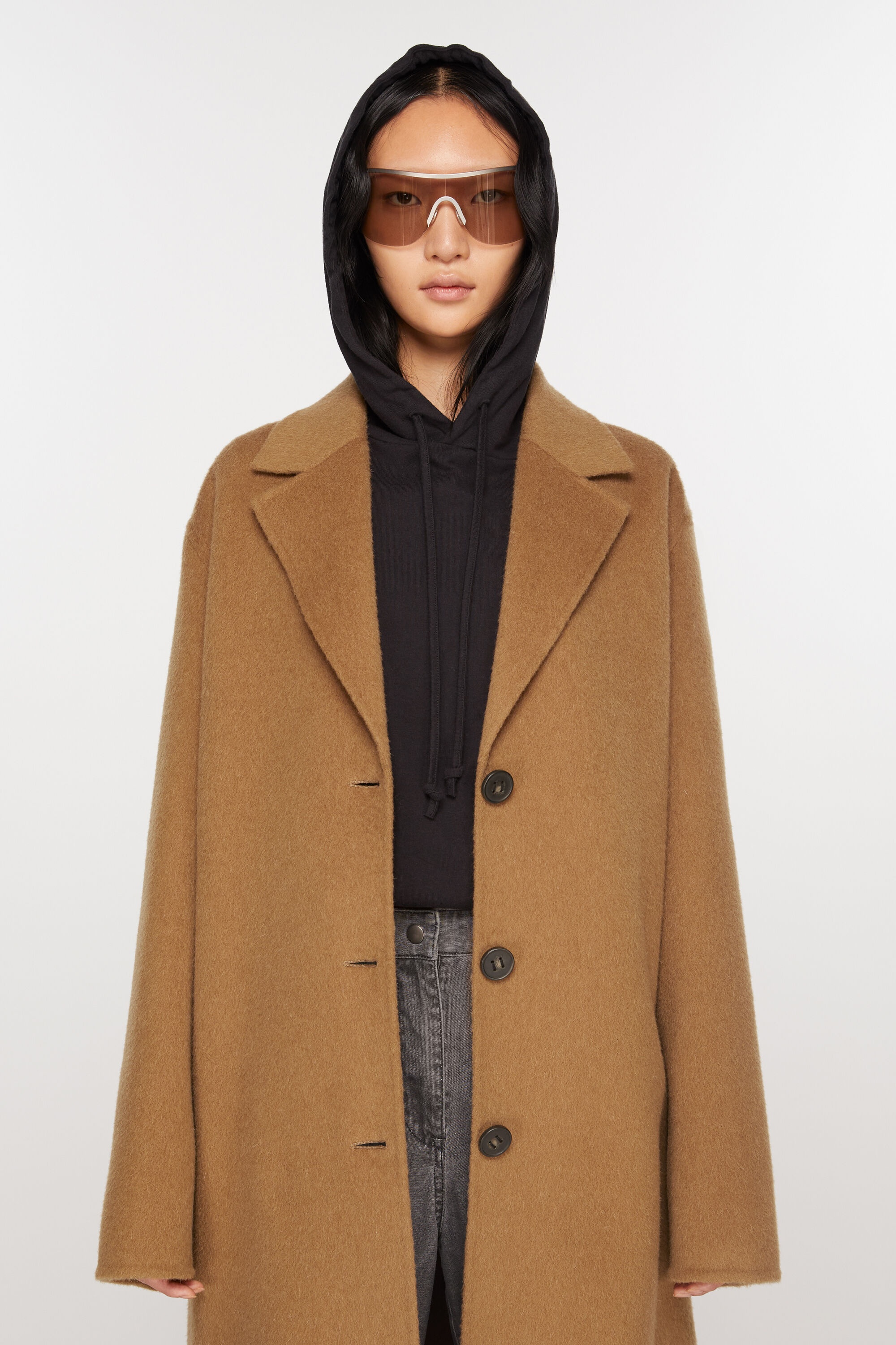 Single-breasted wool coat - Camel Beige - 5