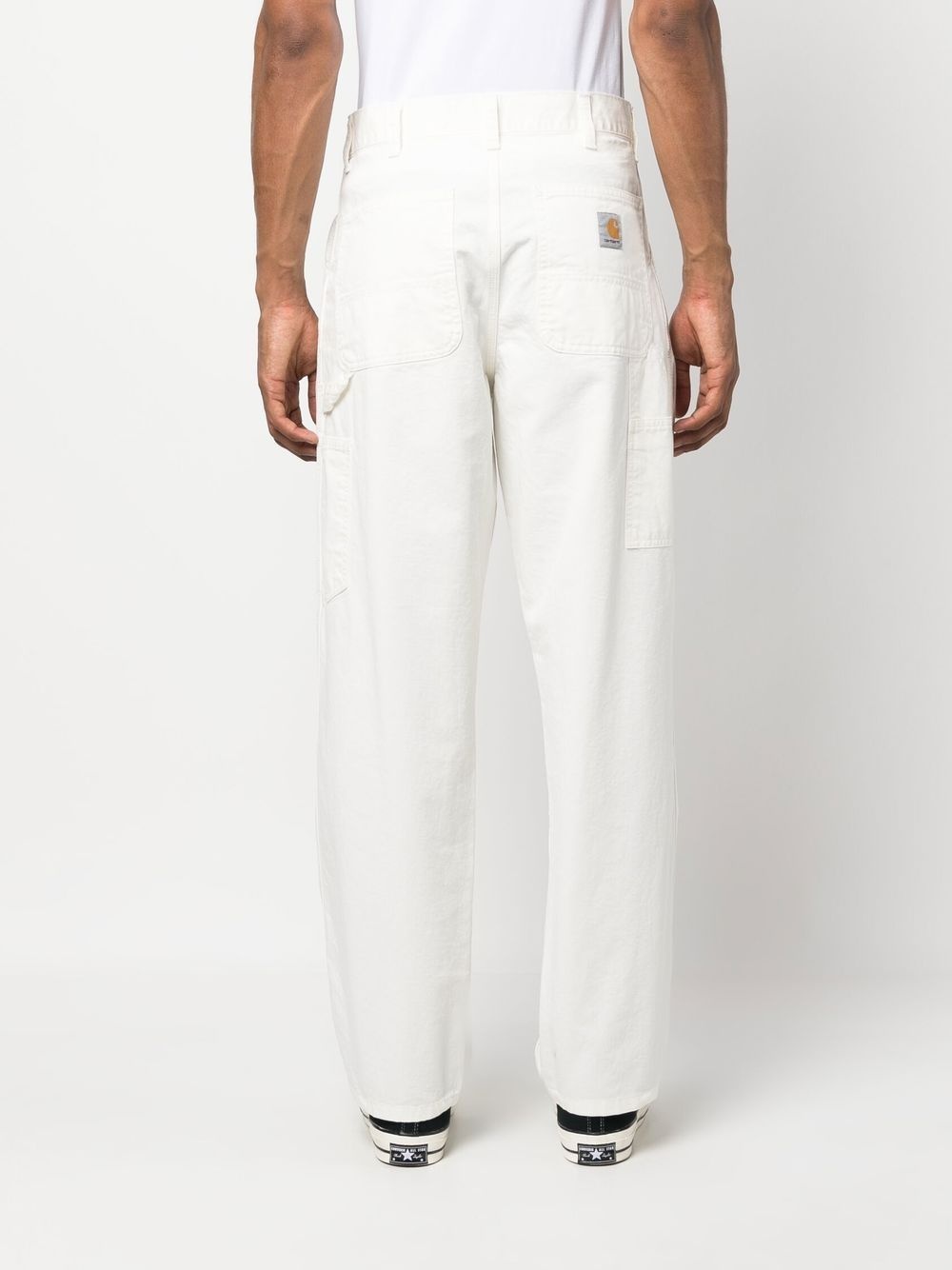 logo-patch straight-leg trousers - 4
