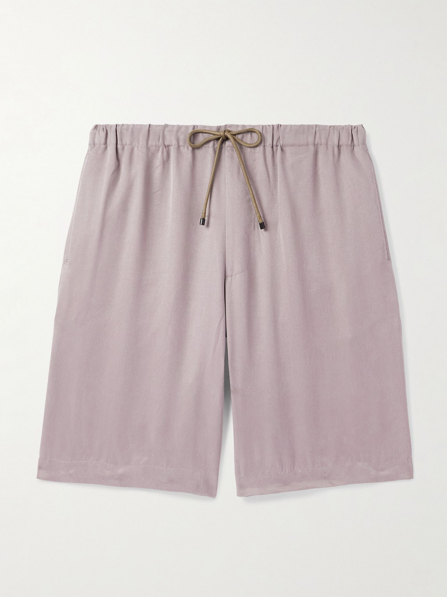 Straight-Leg Washed-Twill Drawstring Shorts Pink - 1