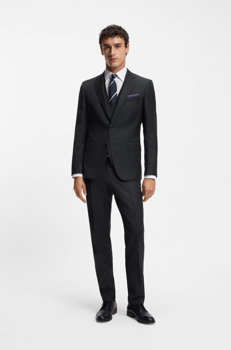 THREE-PIECE SLIM-FIT SUIT IN PATTERNED VIRGIN WOOL 1