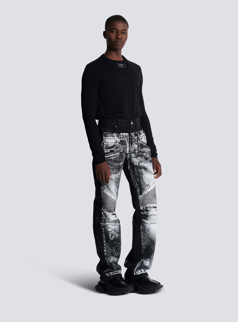 Loose-fit denim jeans with a biker print 3