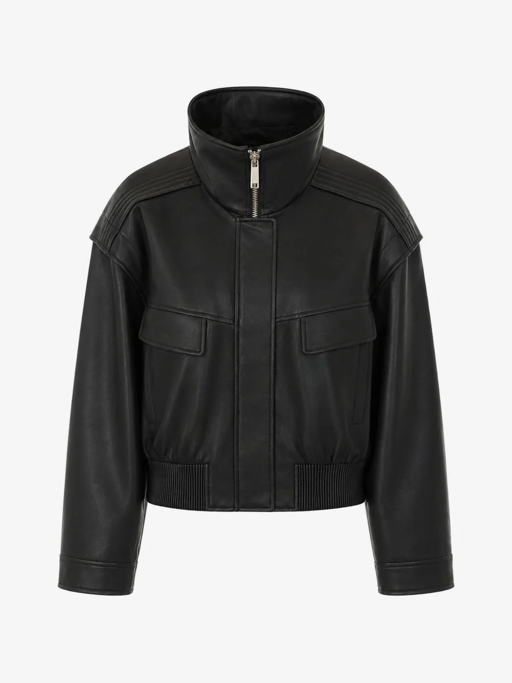 faux-leather bomber jacket - 1