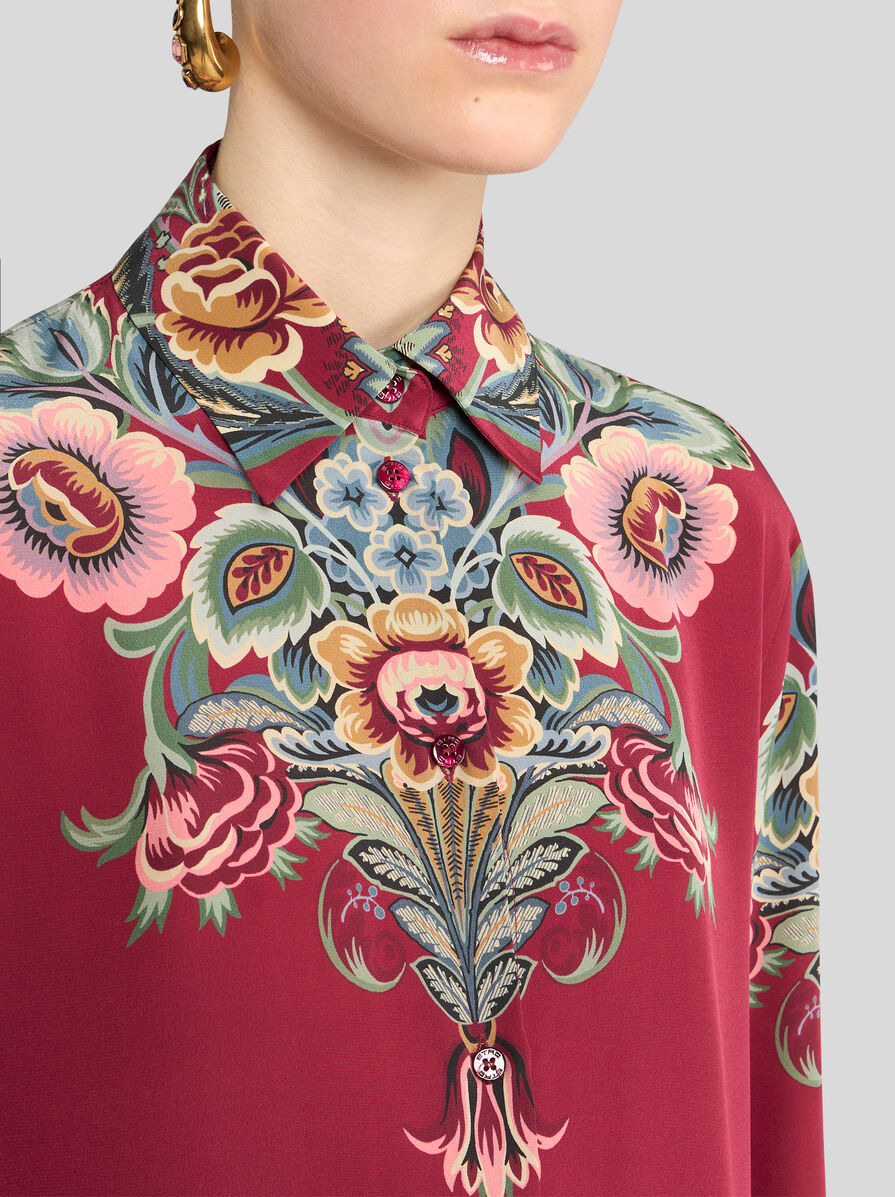 SILK SHIRT WITH PLACED PRINT - 3