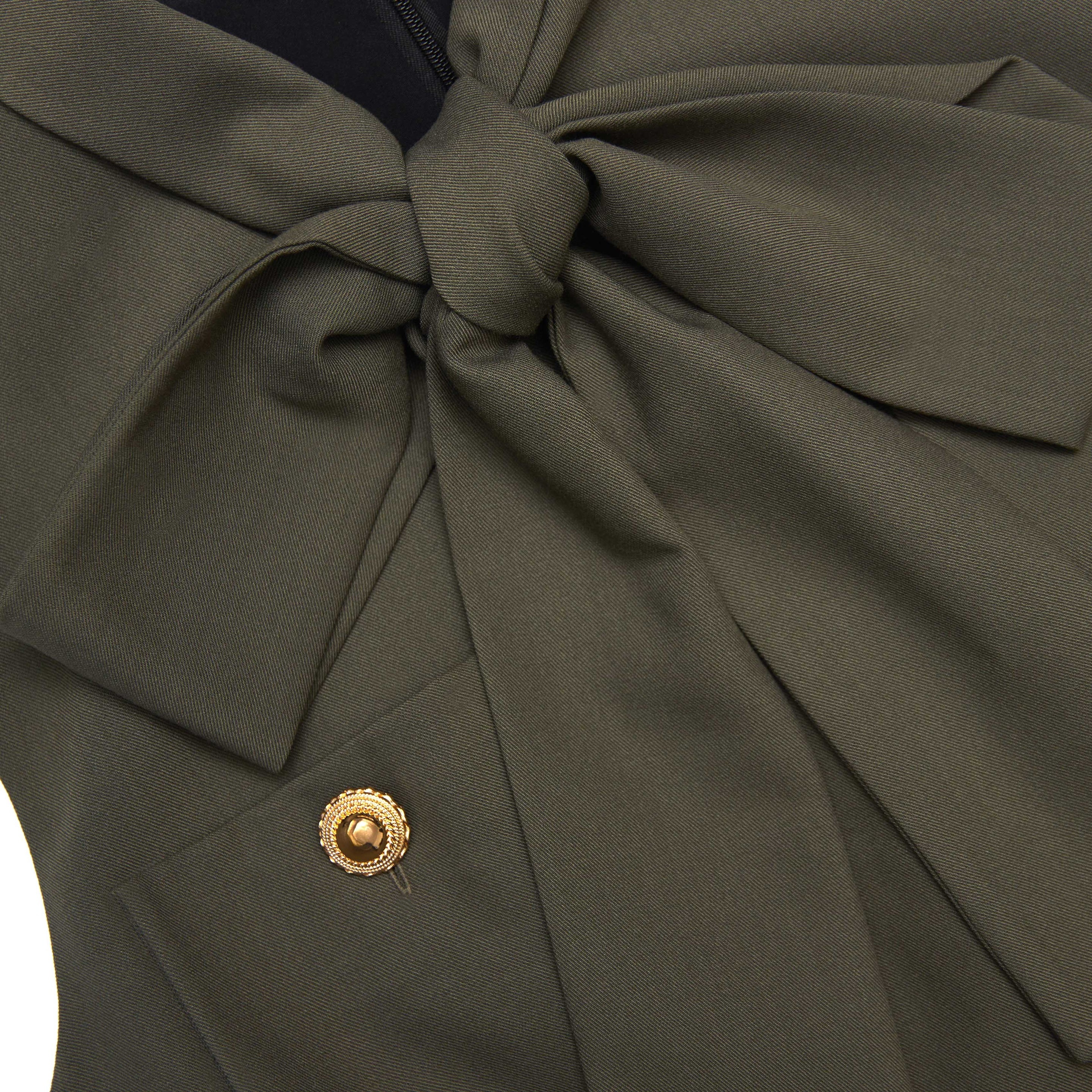 Khaki Twill Mini Dress - 5