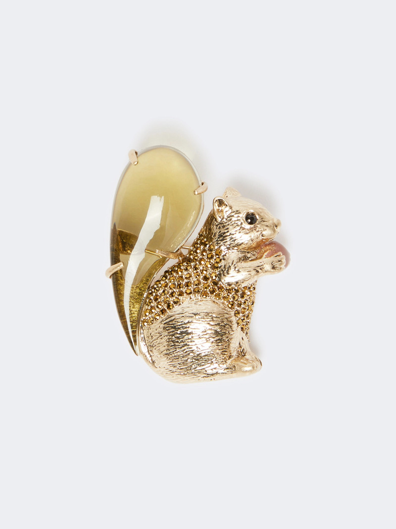 LEONE Resin and glass brooch - BROWN 1