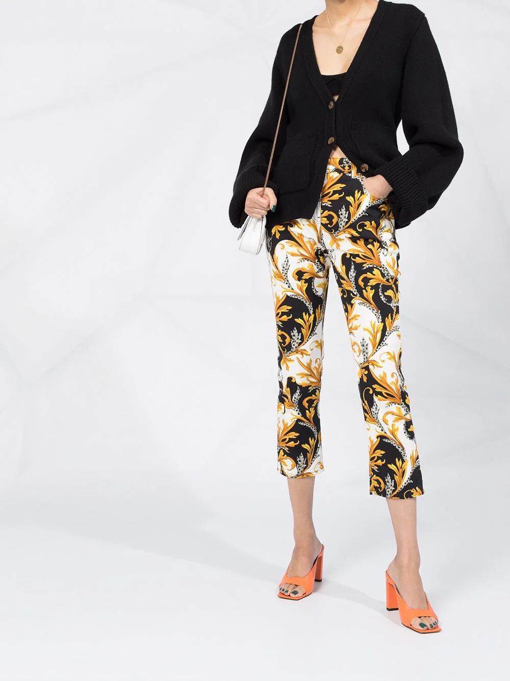 Acanthus print cropped jeans - 2