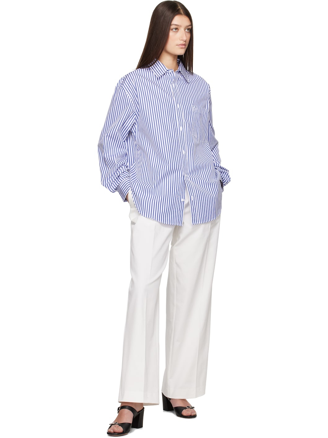 White & Blue Relaxed Shirt - 4