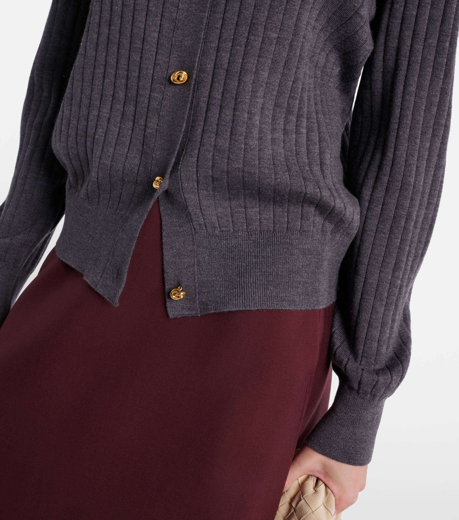 Knot ribbed-knit wool cardigan - 5