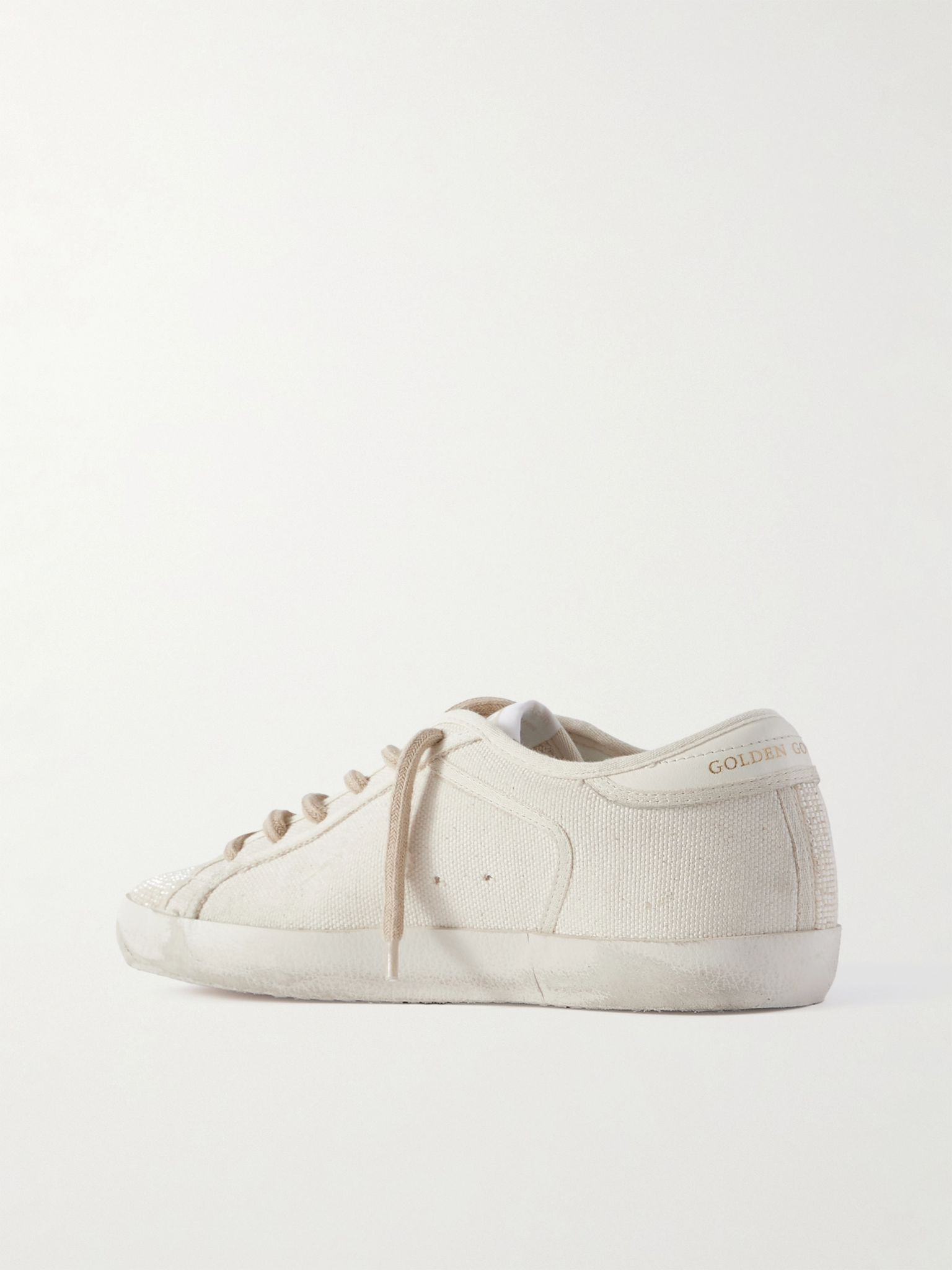 Super-Star leather-trimmed bead-embellished canvas sneakers Off-white - 3