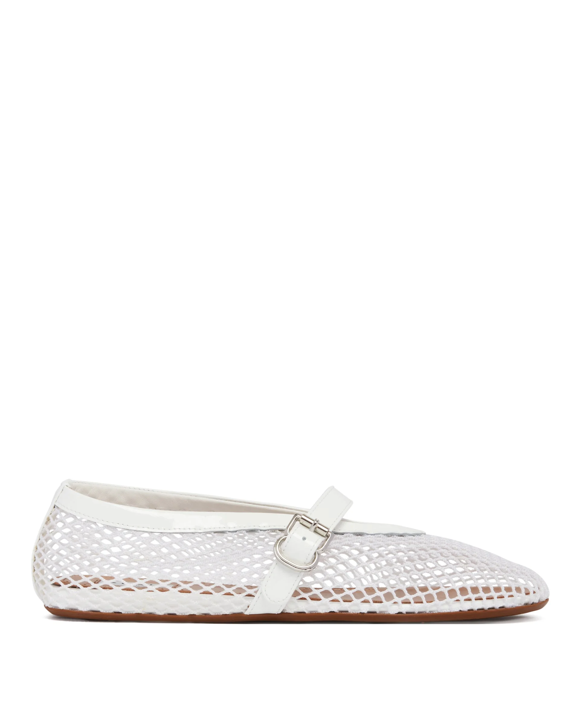 White Fishnet Ballet Flats - 1