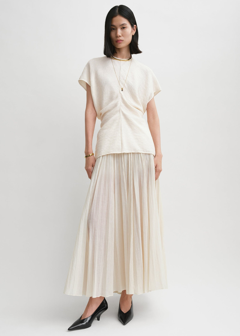 Totême Slouch waist crinkled top cream outlook