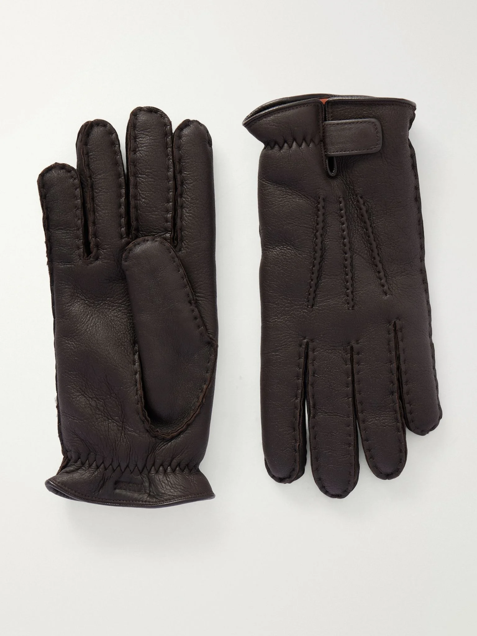 Full-Grain Leather Gloves Dark brown - 1