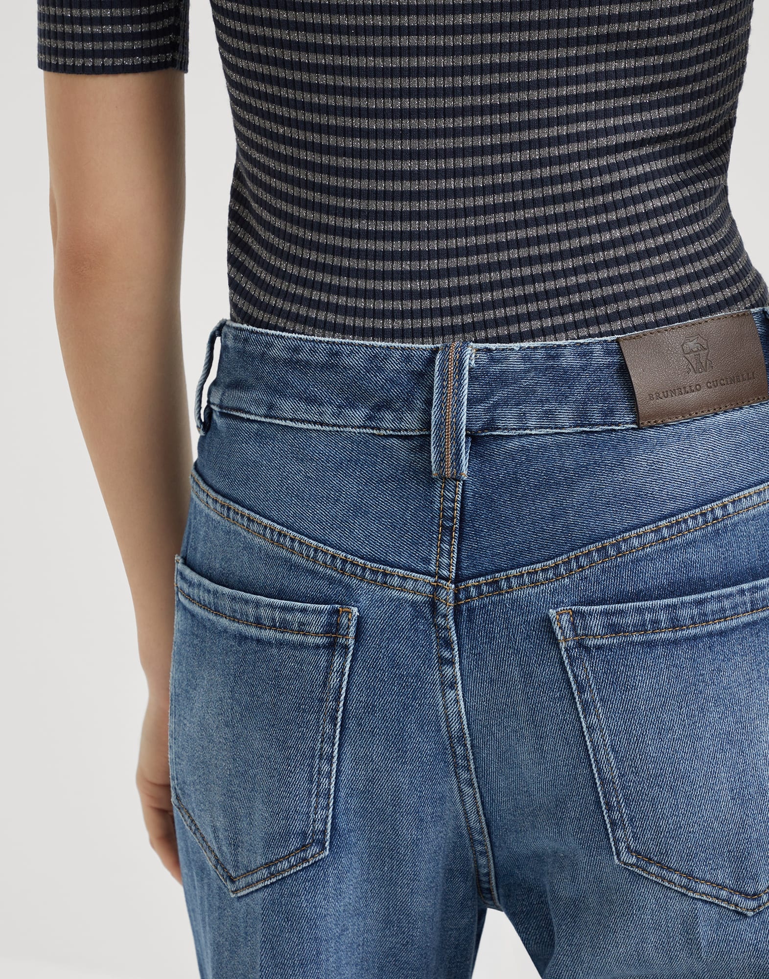 Comfort cotton denim contemporary loose trousers with monili - 3