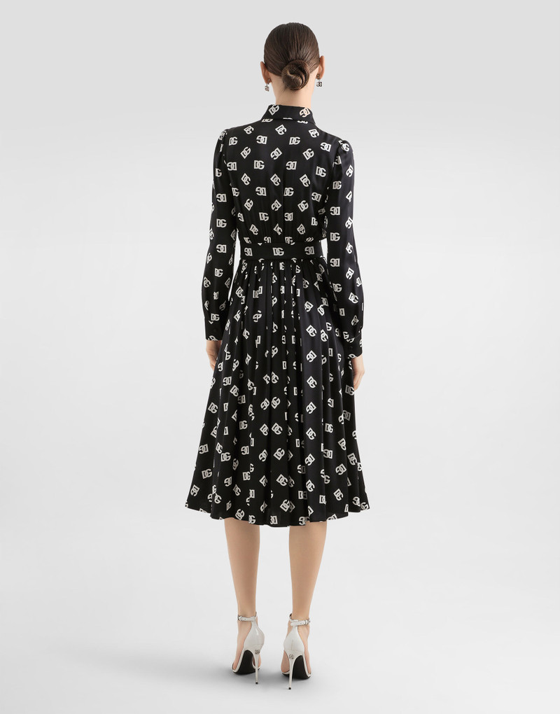 Charmeuse calf-length dress with all-over DG print 3