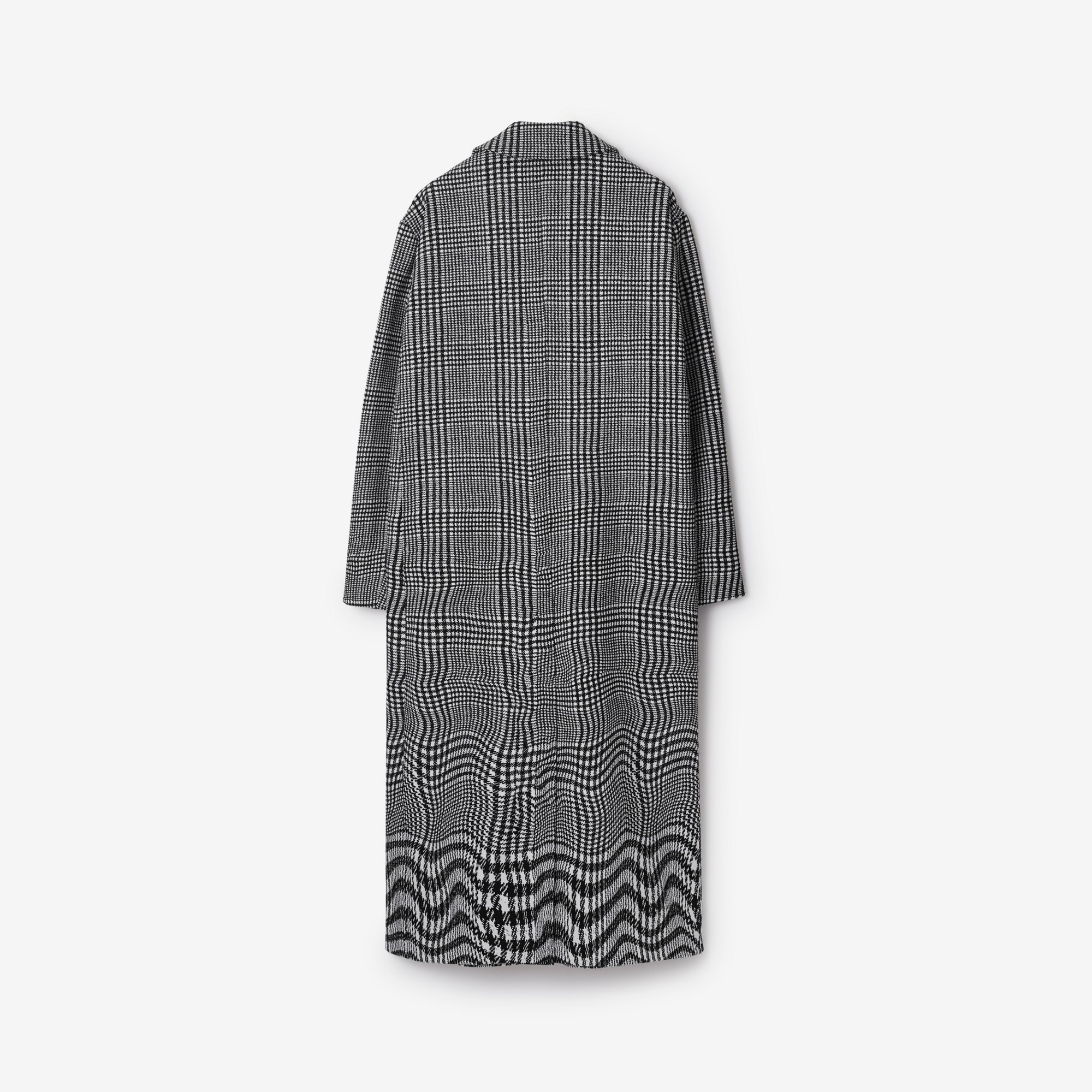 Long Warped Houndstooth Silk Blend Car Coat - 5