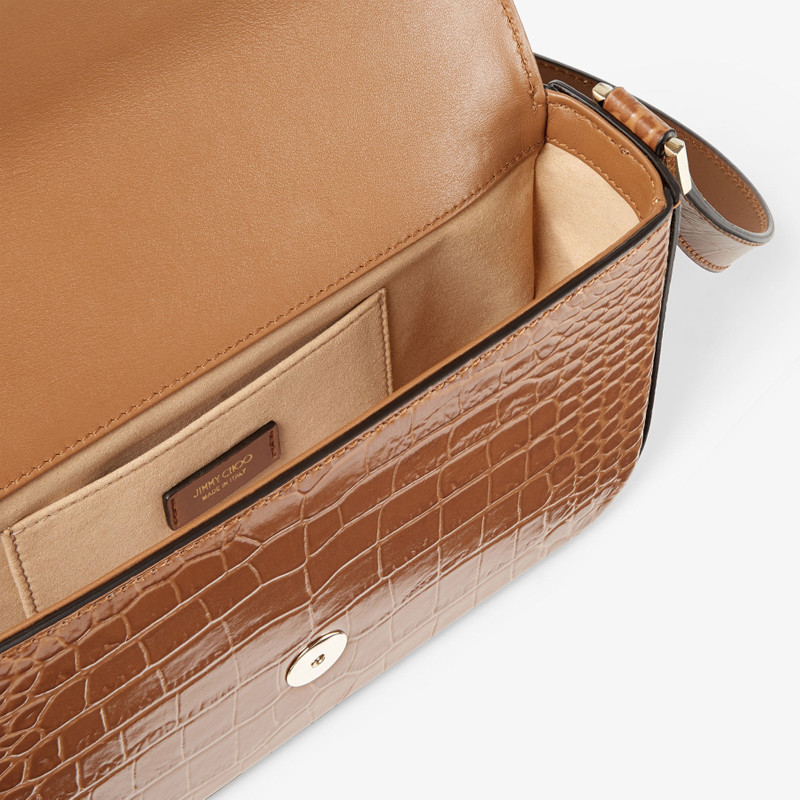 Avenue Crossbody E/W
Tan Croc-Embossed Leather Cross Body Bag with Pearls 4