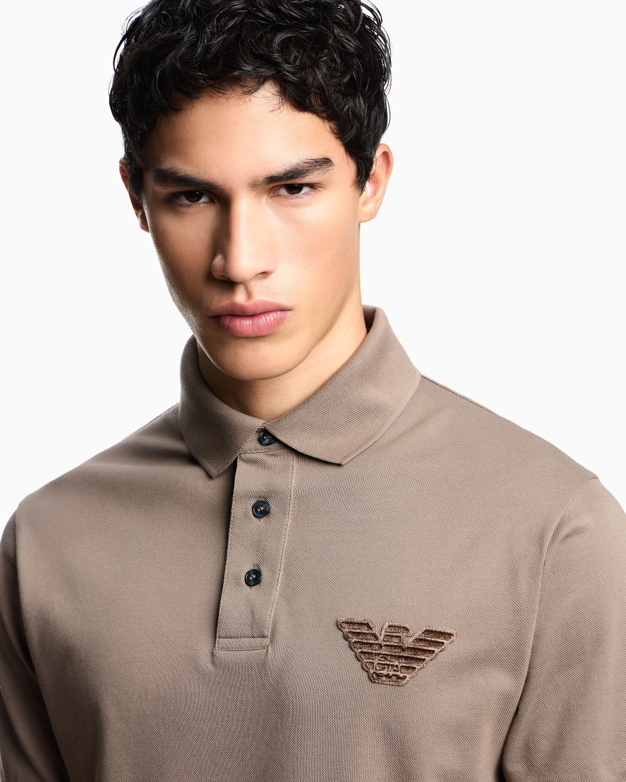 PIQUÉ JERSEY POLO SHIRT WITH EAGLE PATCH - 5