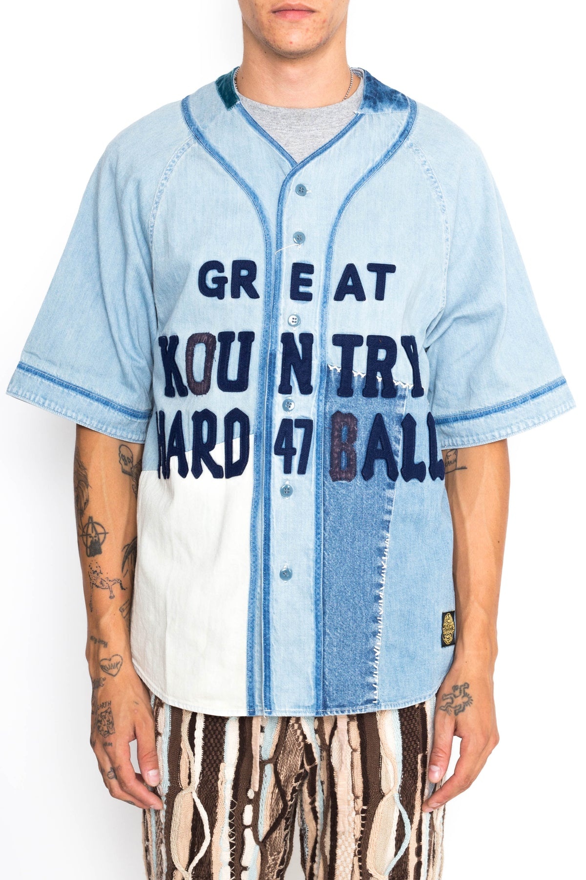 8oz Reconstruction Denim GREAT KOUNTRY Baseball Shirt - 1