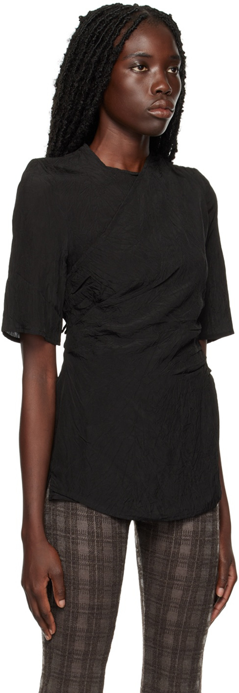 Elleme Black Drapped T-Shirt outlook
