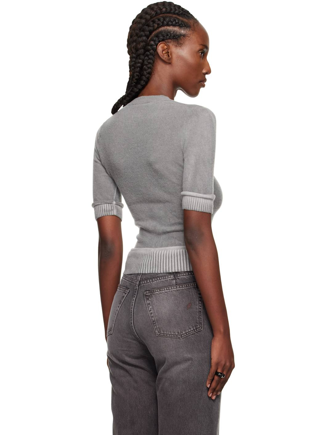 Gray Dual Short Sleeve Sweater - 3