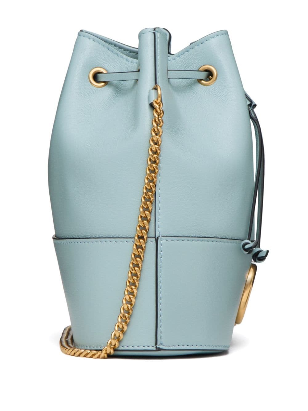 VLogo Signature leather bucket bag - 5