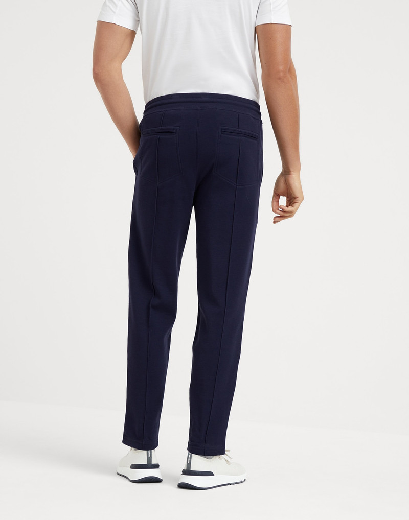 Brunello Cucinelli Techno cotton French terry trousers with crête detail outlook