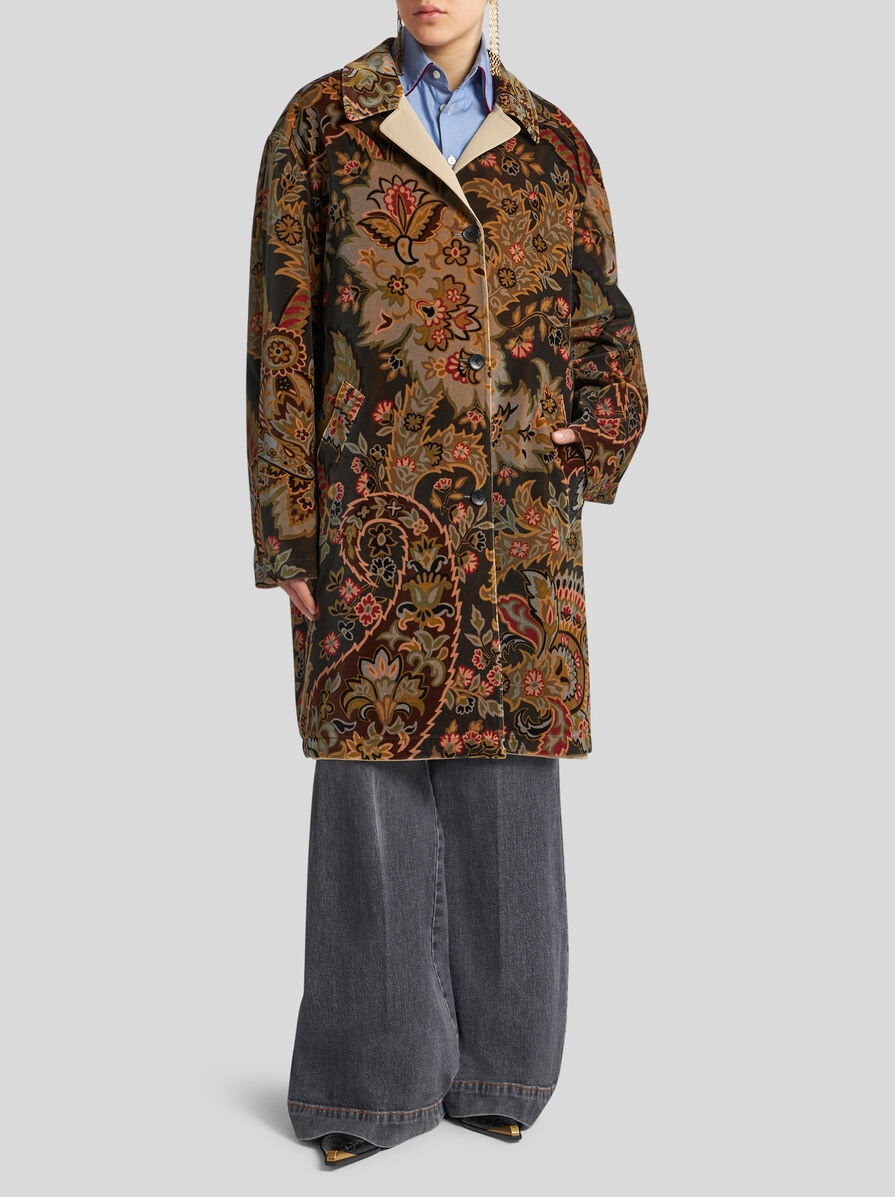 FLORAL PAISLEY VELVET COAT - 4
