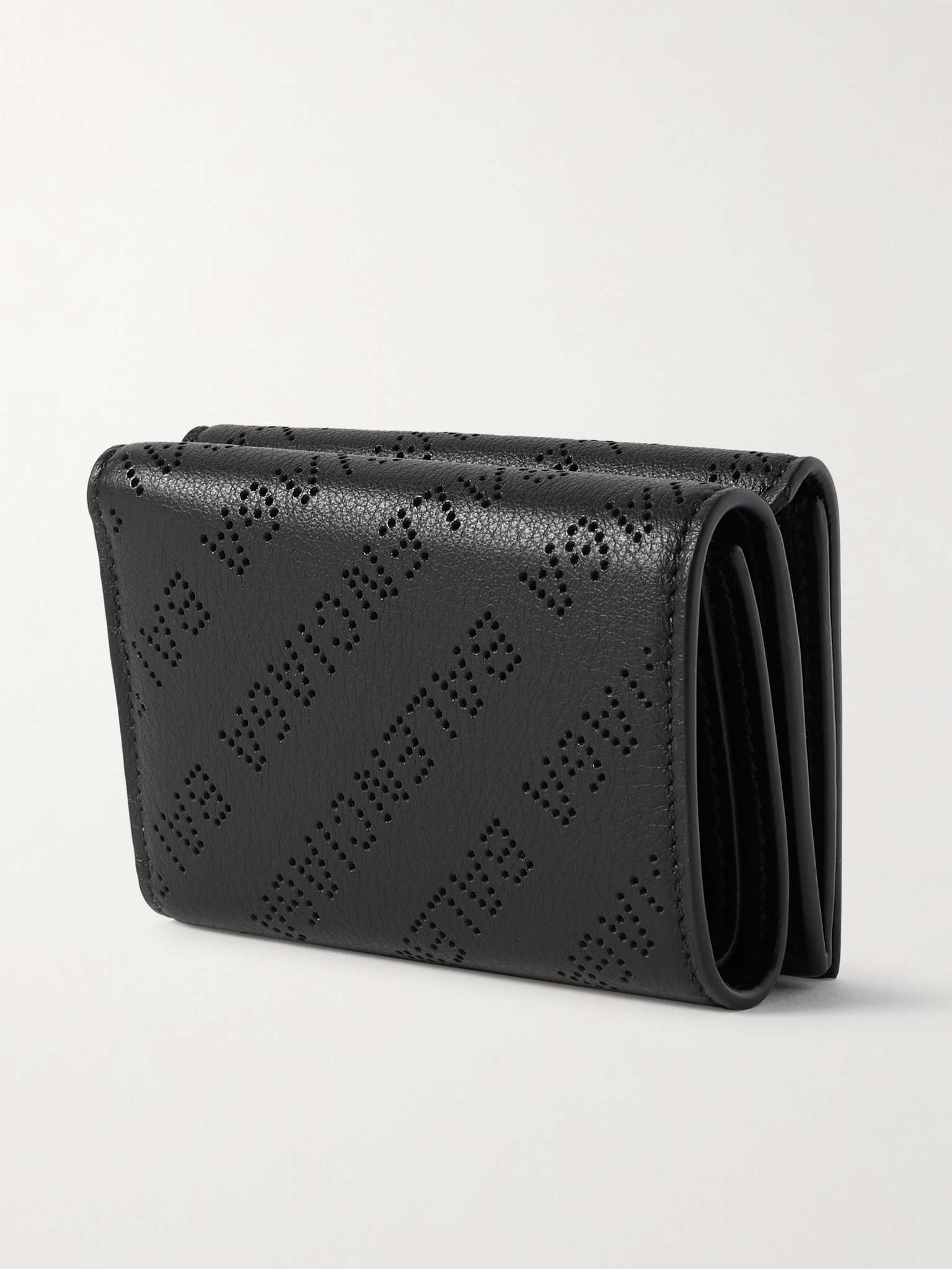 Logo-Perforated Full-Grain Leather Trifold Wallet - 3