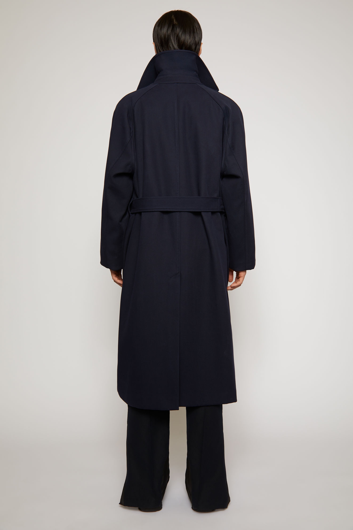 Oversized twill trench coat navy - 4