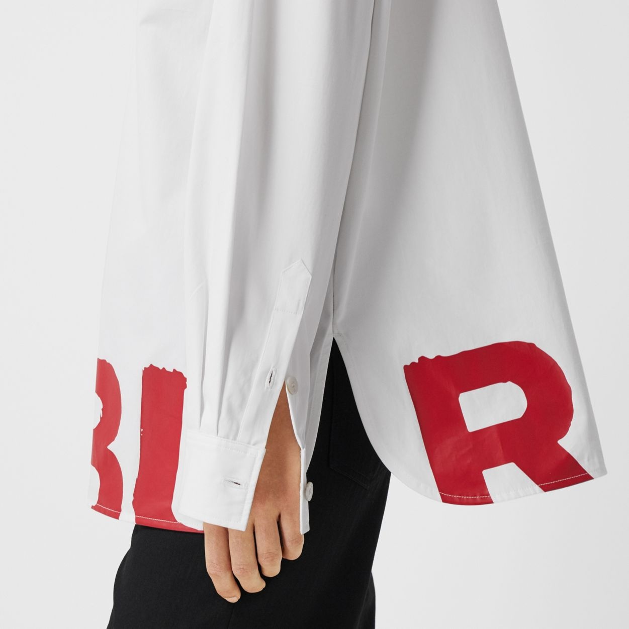 Logo Print Cotton Oversized Shirt - 5