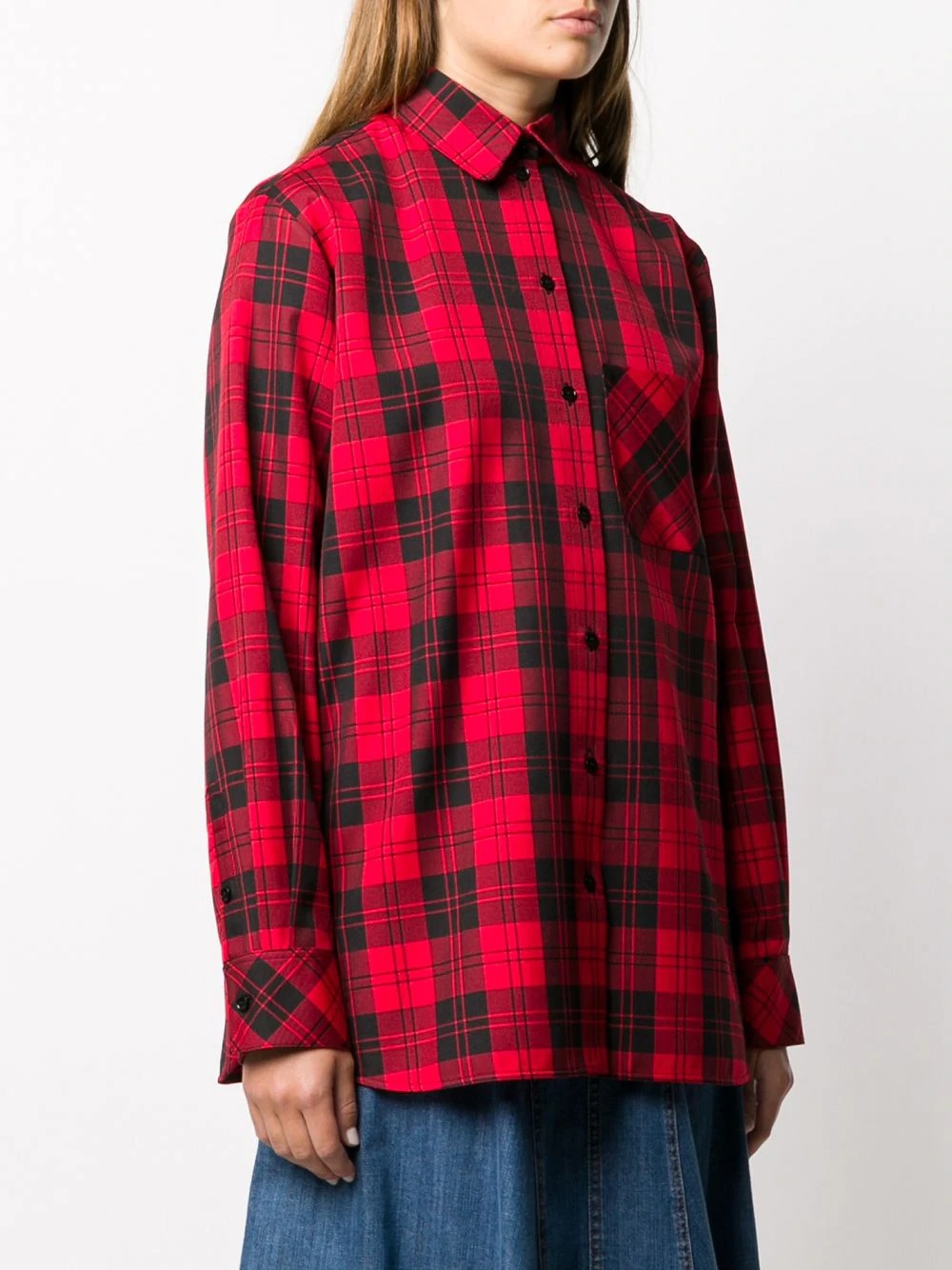 plaid print oversized shirt - 3