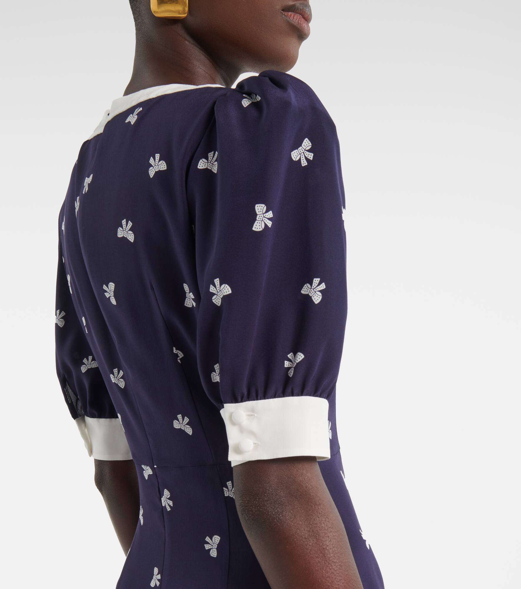 Bow-detail polka-dot silk minidress - 5