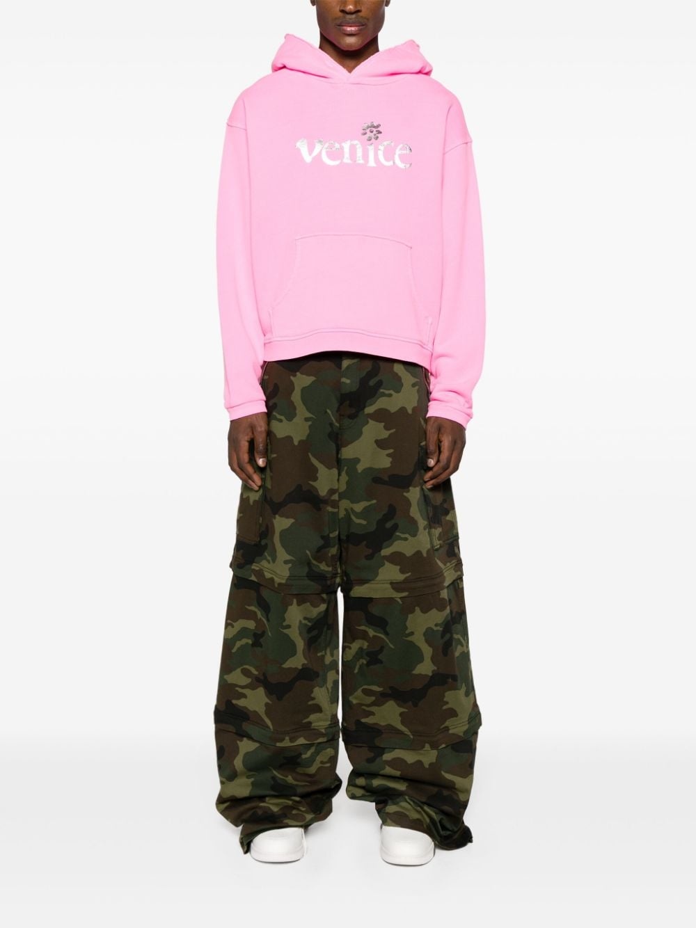 Venice-print cotton hoodie - 3