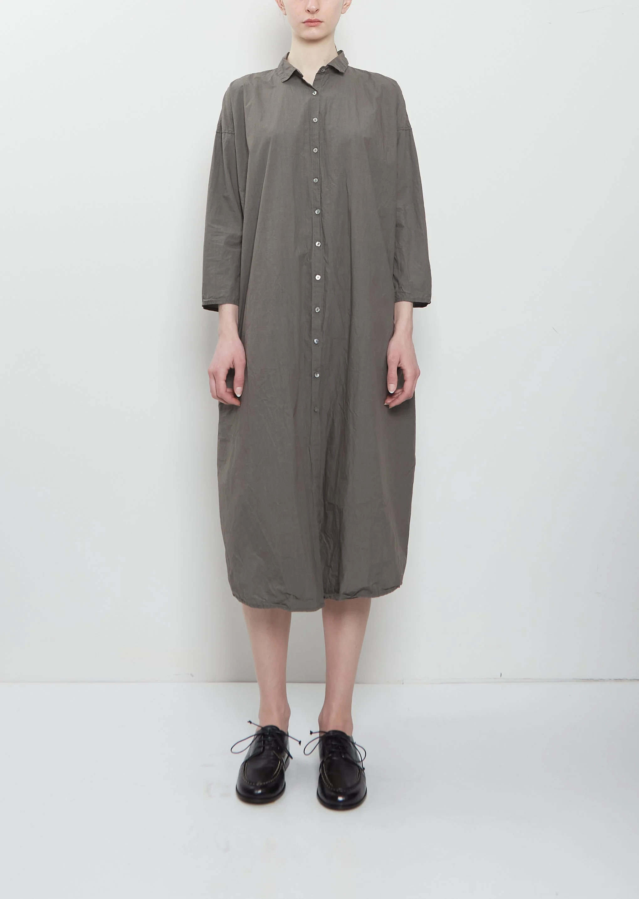 Ultra Light Canvas Shirt Dress — Anthracite - 1