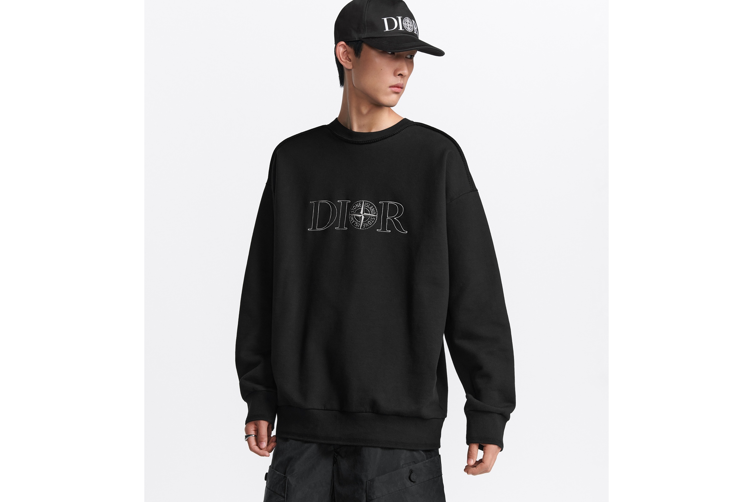 送料込◆コラボ【Stone  x Dior】Fleece Sweatshirt Black Buy Dior x Cactus Jack Oversized Hooded Sweatshirt 'Black