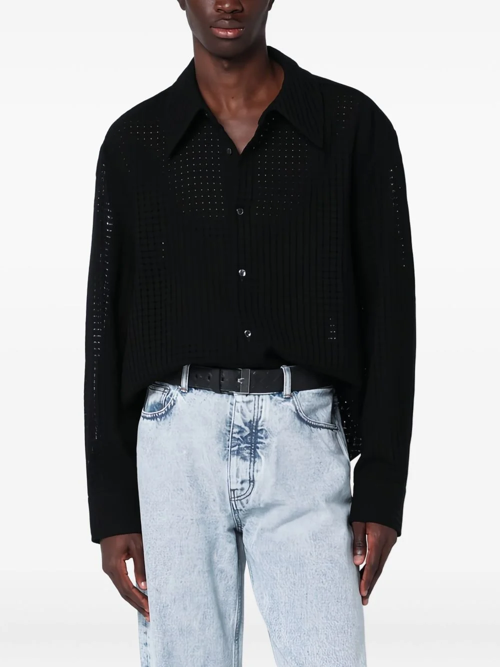 Wes Shirt perforated long-sleeve shirt - 1