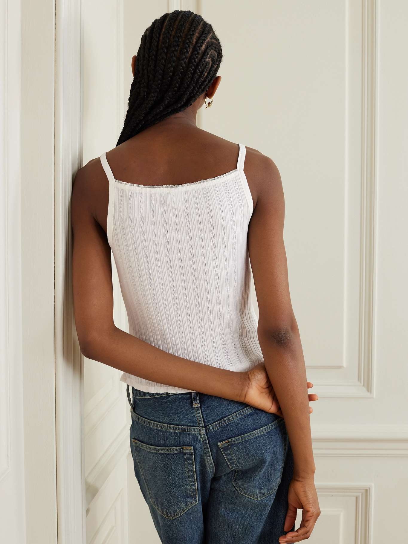 Pointelle-knit cotton-jersey tank - 4
