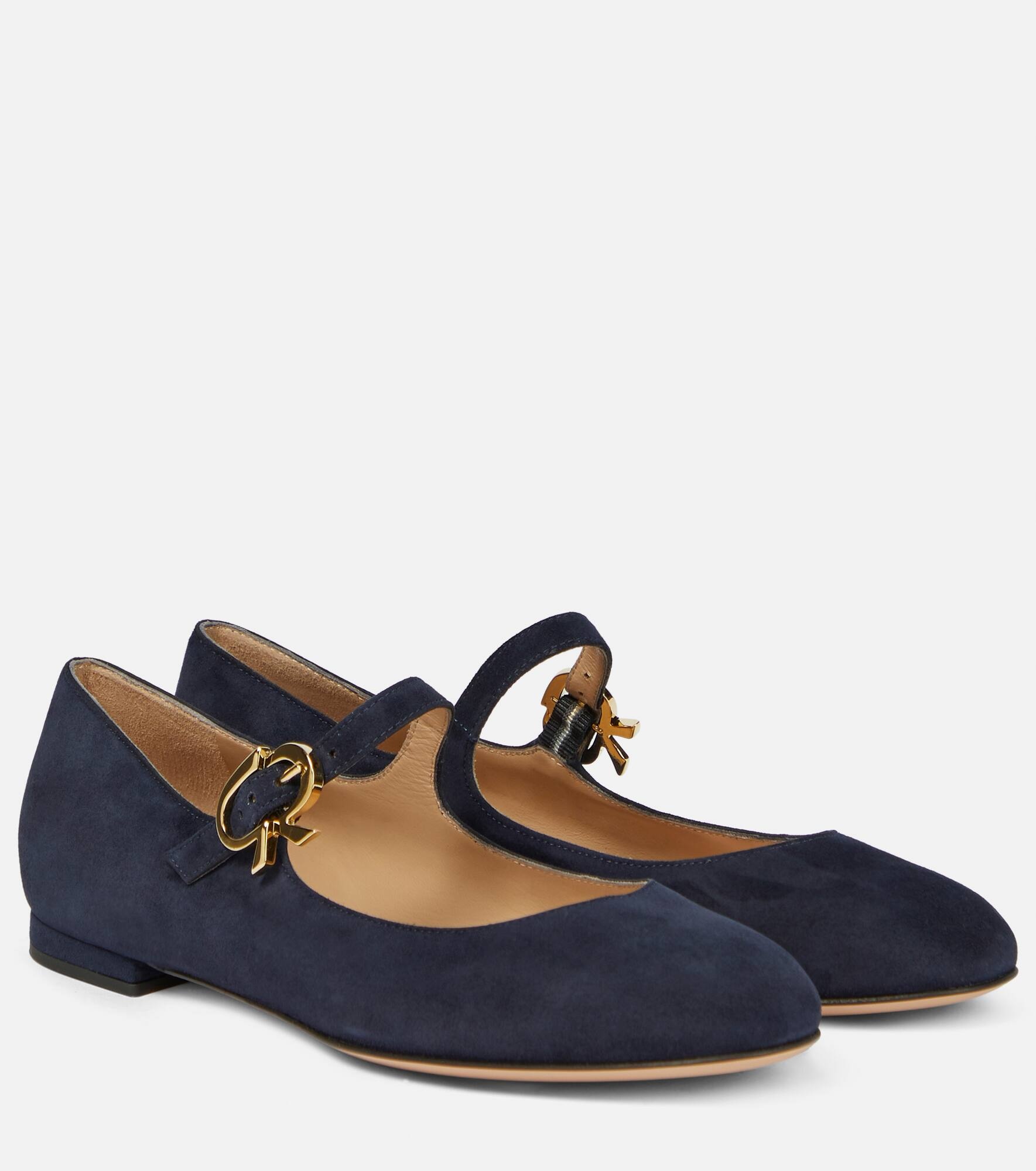 Mary Ribbon suede ballet flats - 1