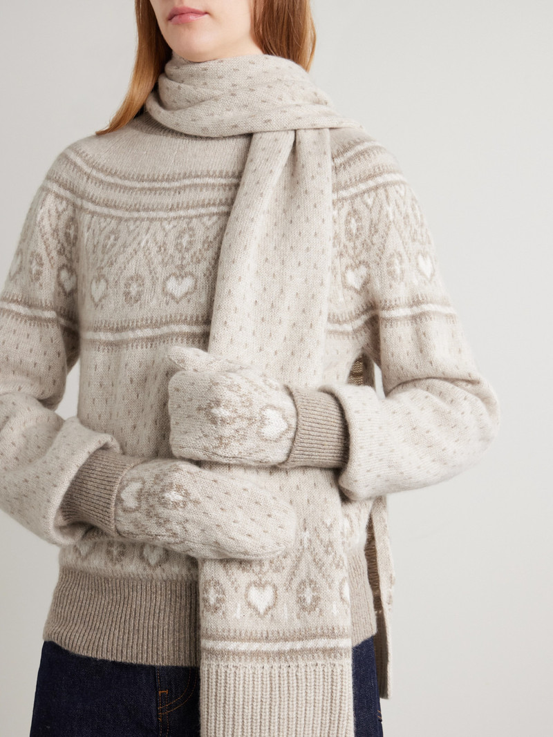 KHAITE Christel Fair Isle Cashmere Mittens outlook