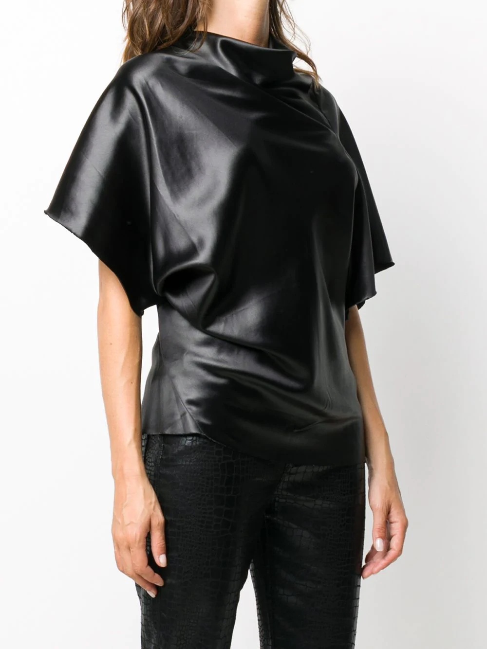 draped front blouse - 3