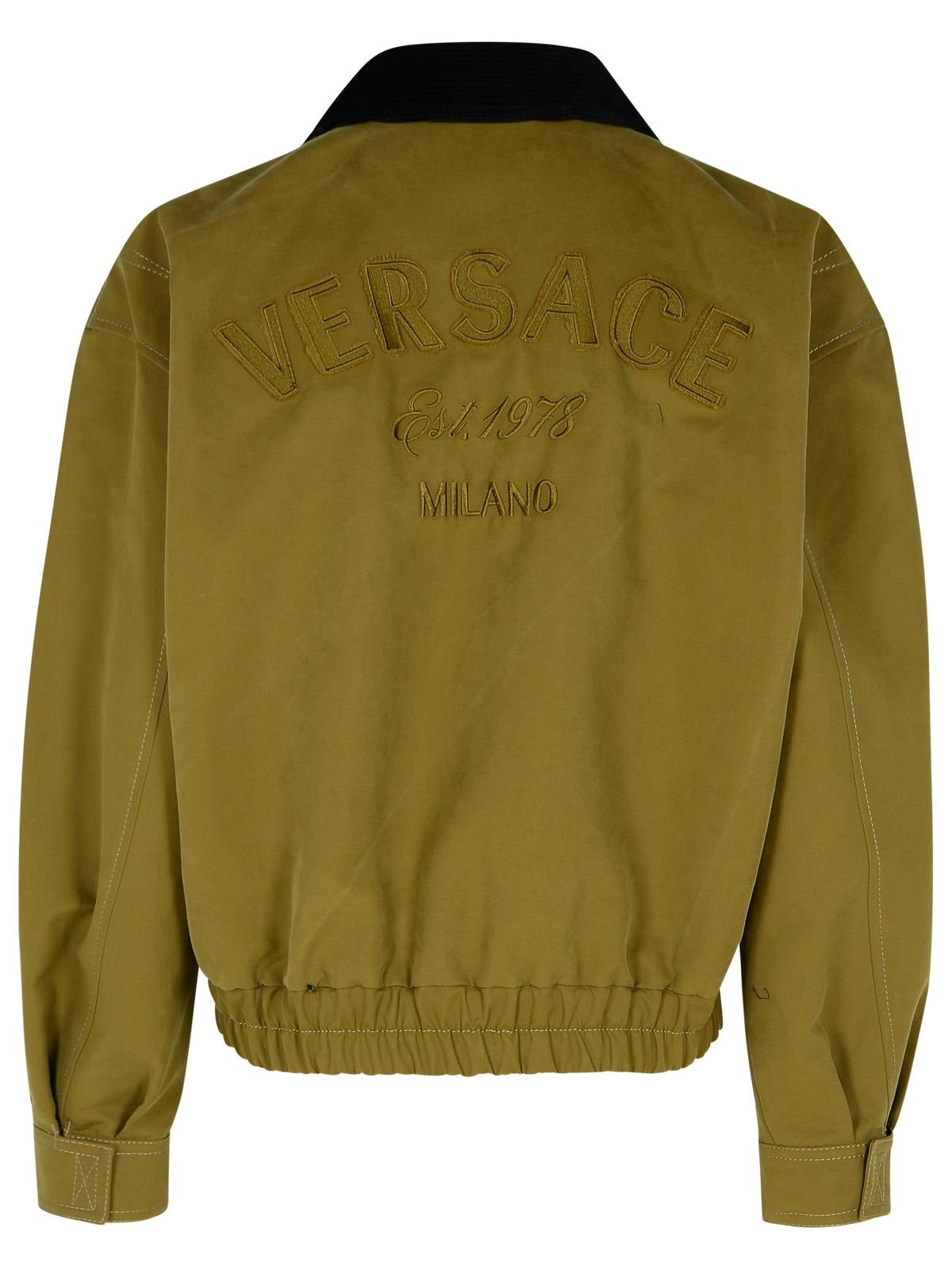 Versace Bomber Jacket In Green Cotton Man - 3