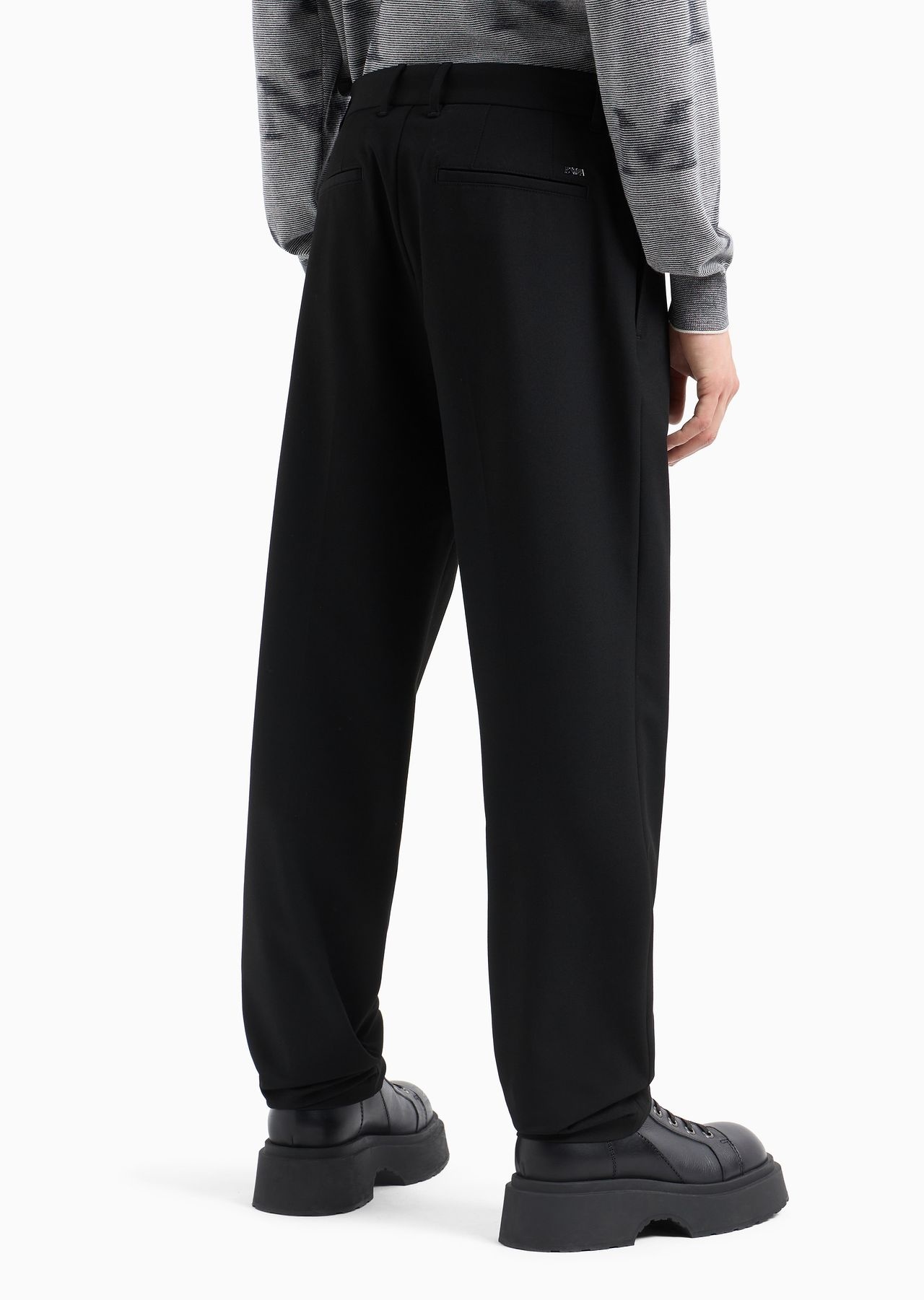 Compact fabric chinos with wool finish - 3